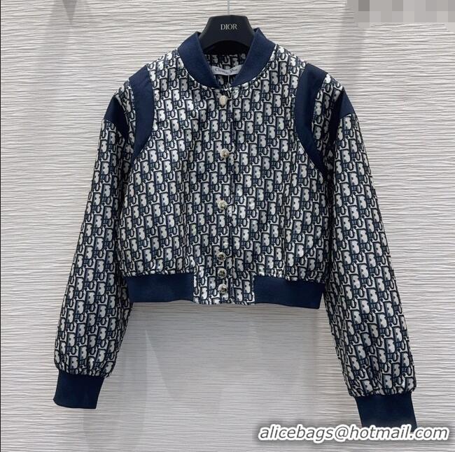 Buy Discount Dior Oblique Jacket D112703 Blue 2025