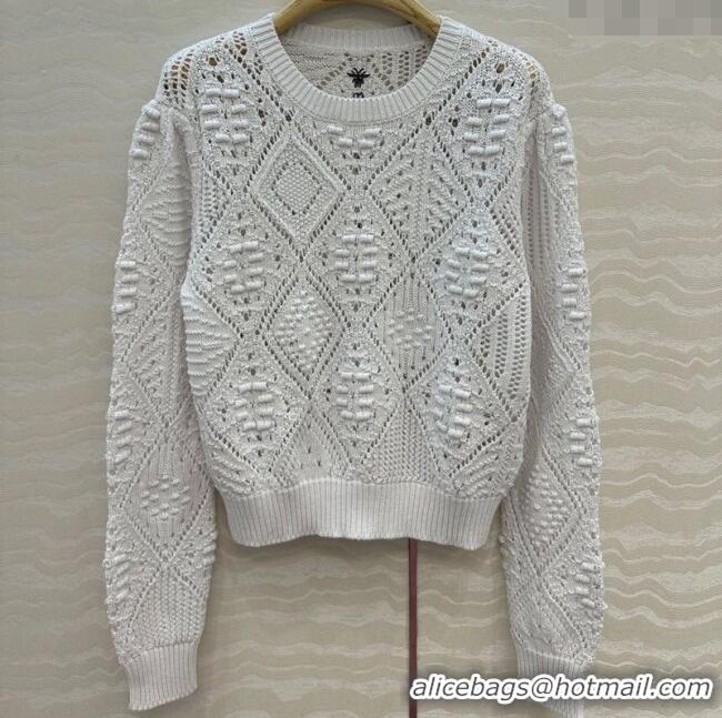 Luxury Cheap Dior Cotton Knit Sweater DR120244 White 2025