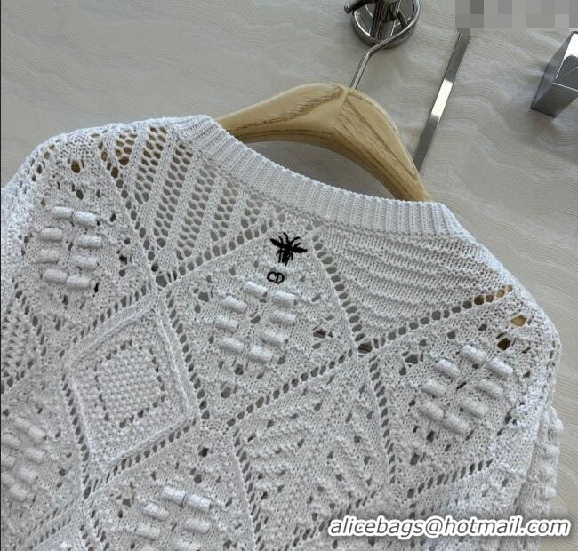 Luxury Cheap Dior Cotton Knit Sweater DR120244 White 2025