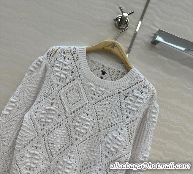 Luxury Cheap Dior Cotton Knit Sweater DR120244 White 2025