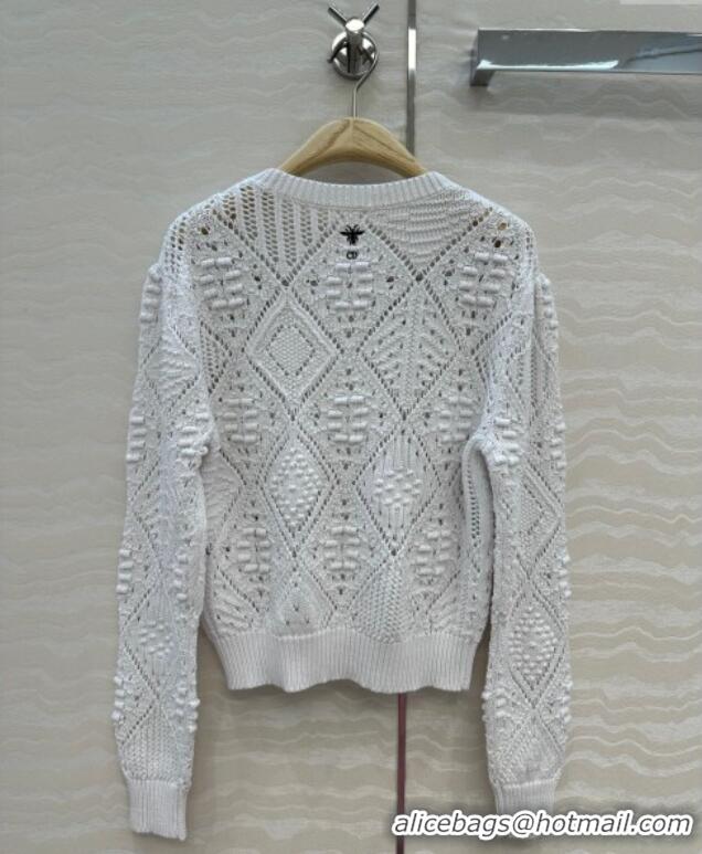 Luxury Cheap Dior Cotton Knit Sweater DR120244 White 2025