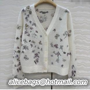 Luxury Cheap Dior Embroidered Alpaca Cardigan DR120277 White 2025