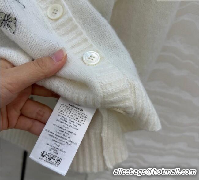 Luxury Cheap Dior Embroidered Alpaca Cardigan DR120277 White 2025