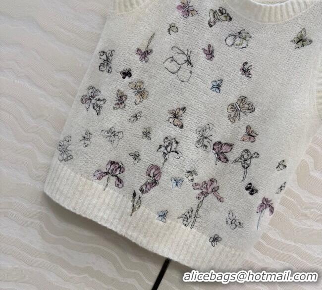 Grade Quality Dior Embroidered Alpaca Vest DR120277 White 2025