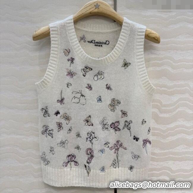 Grade Quality Dior Embroidered Alpaca Vest DR120277 White 2025