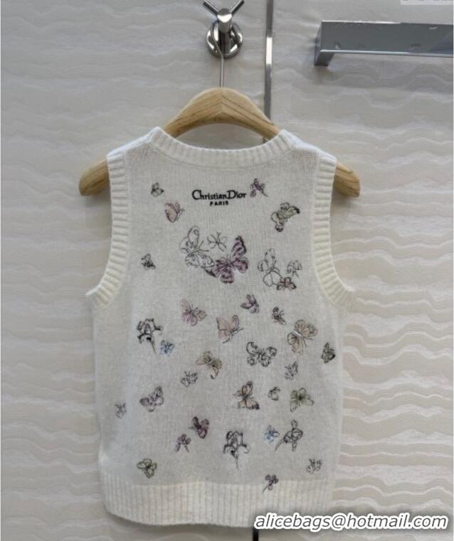 Grade Quality Dior Embroidered Alpaca Vest DR120277 White 2025