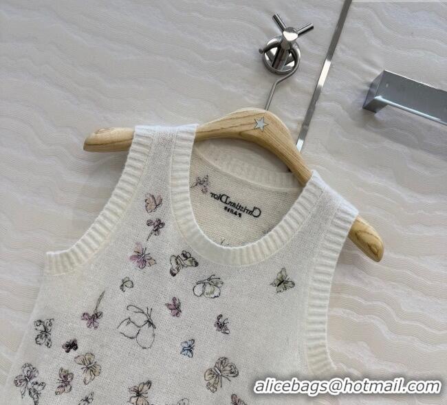 Grade Quality Dior Embroidered Alpaca Vest DR120277 White 2025
