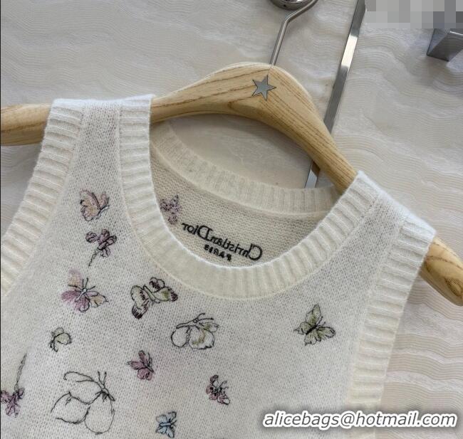 Grade Quality Dior Embroidered Alpaca Vest DR120277 White 2025