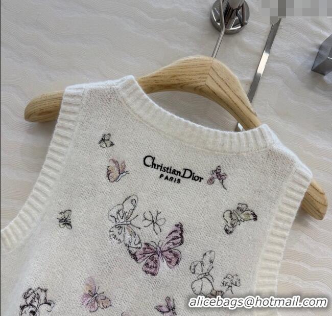 Grade Quality Dior Embroidered Alpaca Vest DR120277 White 2025