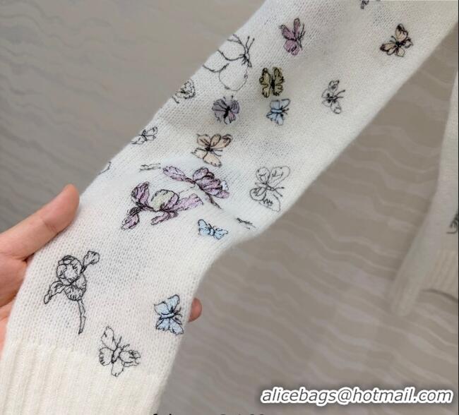 Best Quality Dior Embroidered Alpaca Sweater DR120277 White 2025