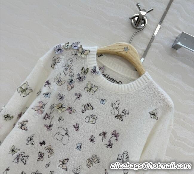Best Quality Dior Embroidered Alpaca Sweater DR120277 White 2025