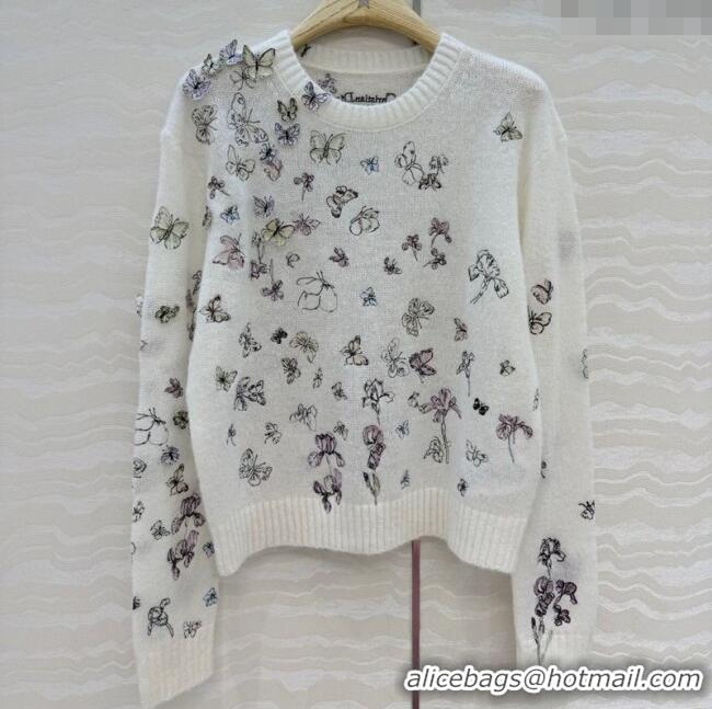 Best Quality Dior Embroidered Alpaca Sweater DR120277 White 2025