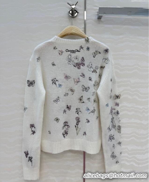 Best Quality Dior Embroidered Alpaca Sweater DR120277 White 2025