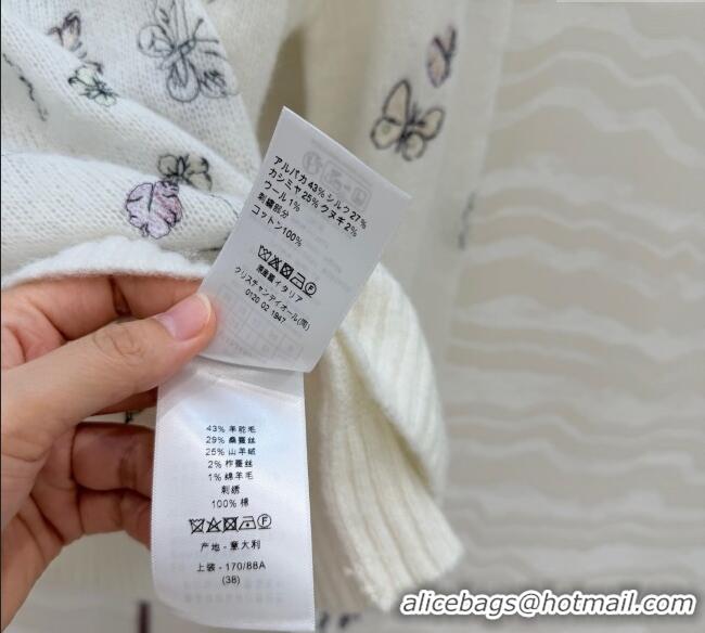 Best Quality Dior Embroidered Alpaca Sweater DR120277 White 2025