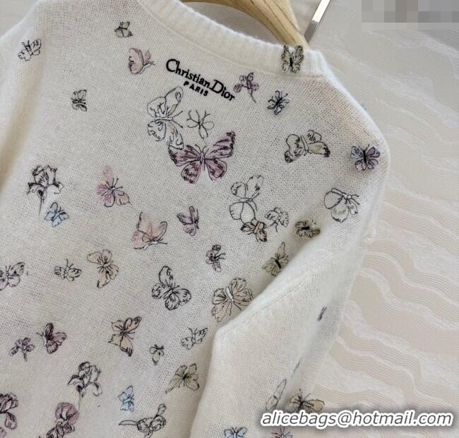 Best Quality Dior Embroidered Alpaca Sweater DR120277 White 2025