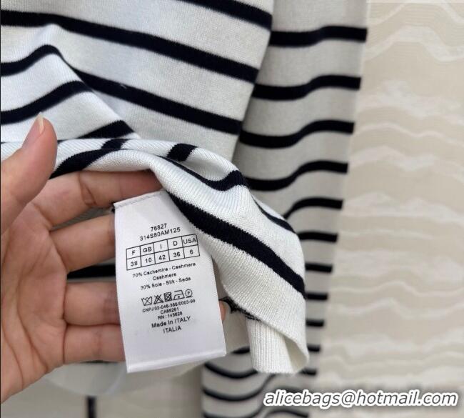 Buy Fashionable Dior Striped Cashmere Silk T-Shirt DR120290 2025