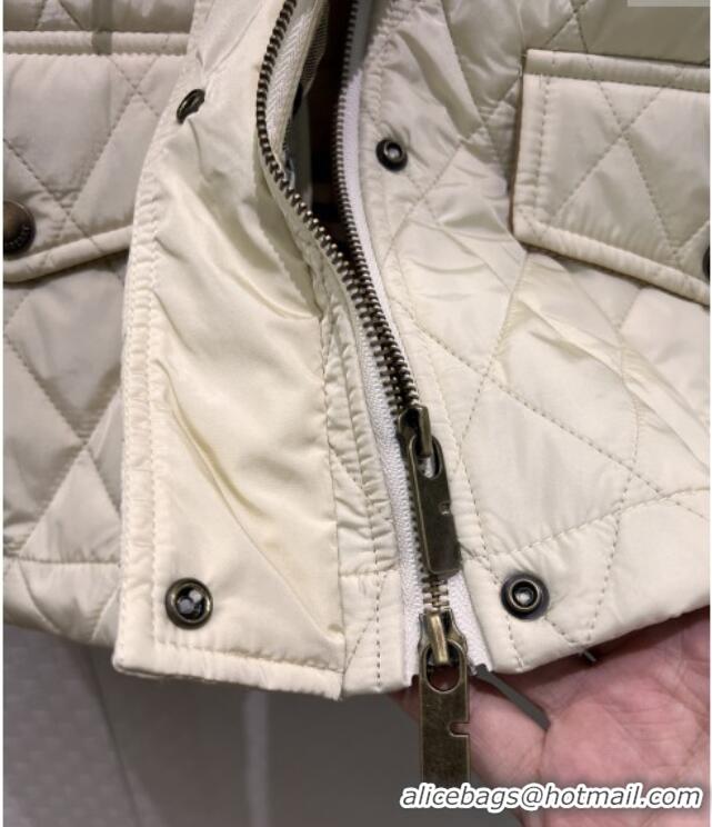 Promotional Burberry Cropped Quilted Nylon Hooded Jacket B112707 Beige 2025