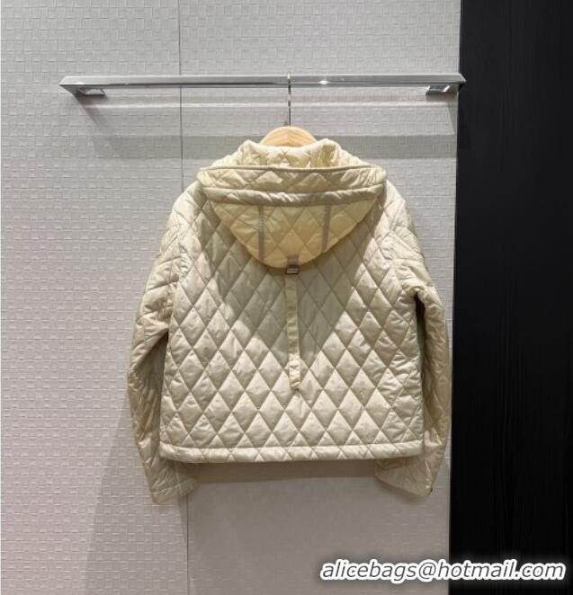 Promotional Burberry Cropped Quilted Nylon Hooded Jacket B112707 Beige 2025
