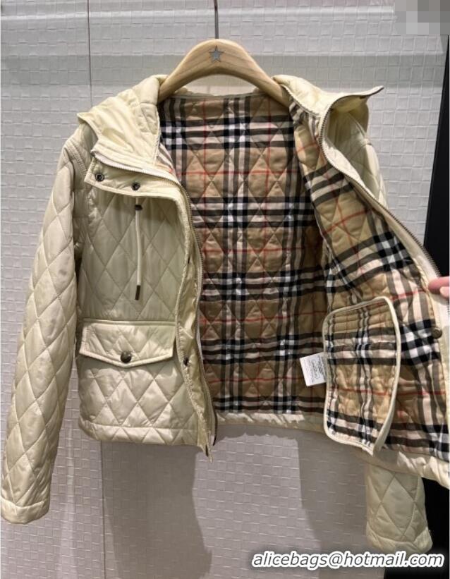Promotional Burberry Cropped Quilted Nylon Hooded Jacket B112707 Beige 2025