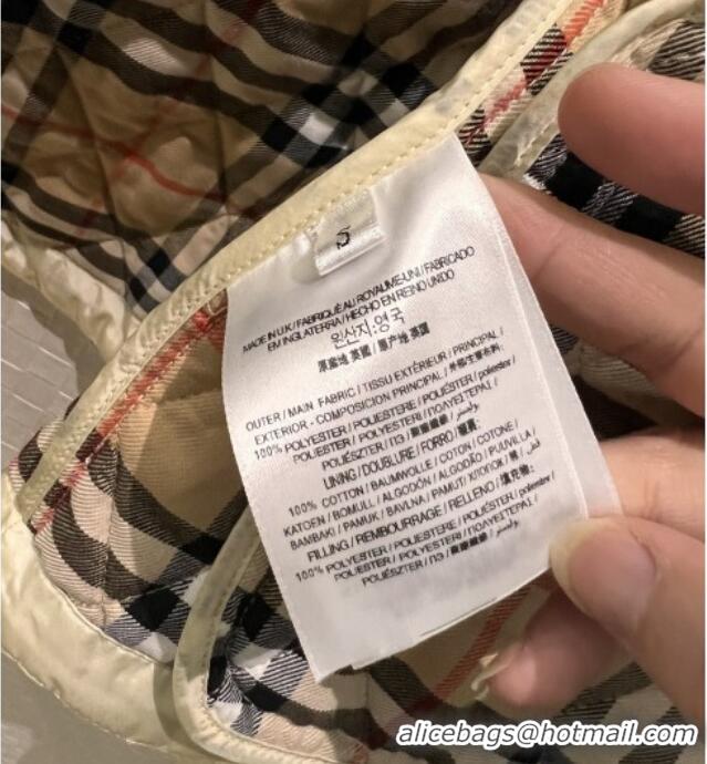 Promotional Burberry Cropped Quilted Nylon Hooded Jacket B112707 Beige 2025
