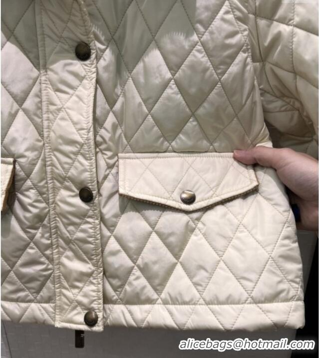 Promotional Burberry Cropped Quilted Nylon Hooded Jacket B112707 Beige 2025