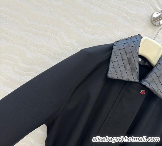 Buy Fashionable Bottega Veneta Wool Blend and Lambskin Leather Coat BV120101 Black 2025