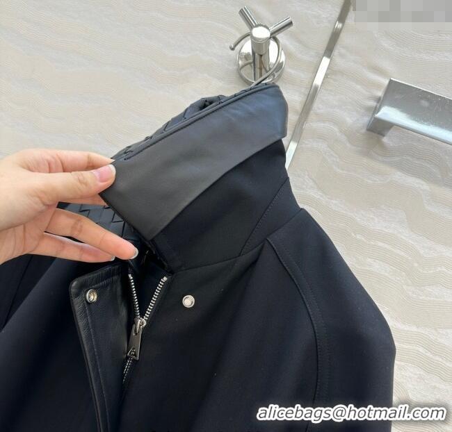 Buy Fashionable Bottega Veneta Wool Blend and Lambskin Leather Coat BV120101 Black 2025