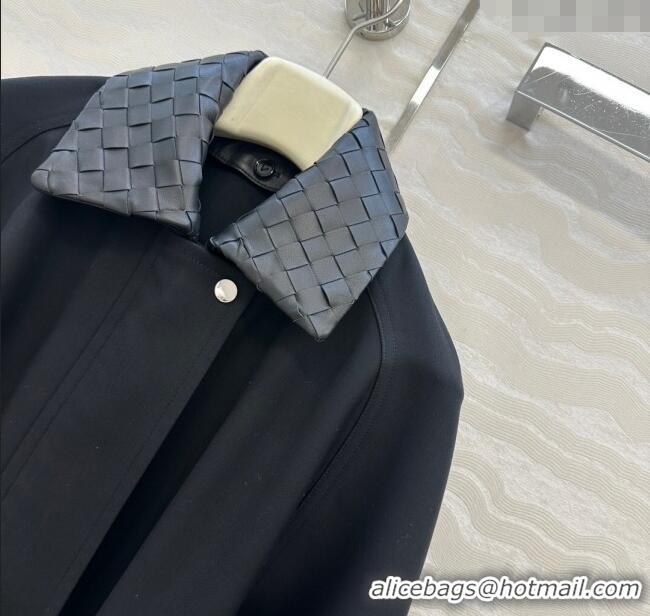 Buy Fashionable Bottega Veneta Wool Blend and Lambskin Leather Coat BV120101 Black 2025