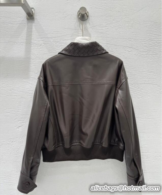 Chic Discount Bottega Veneta Lambskin Leather Jacket BV120263 Brown 2025