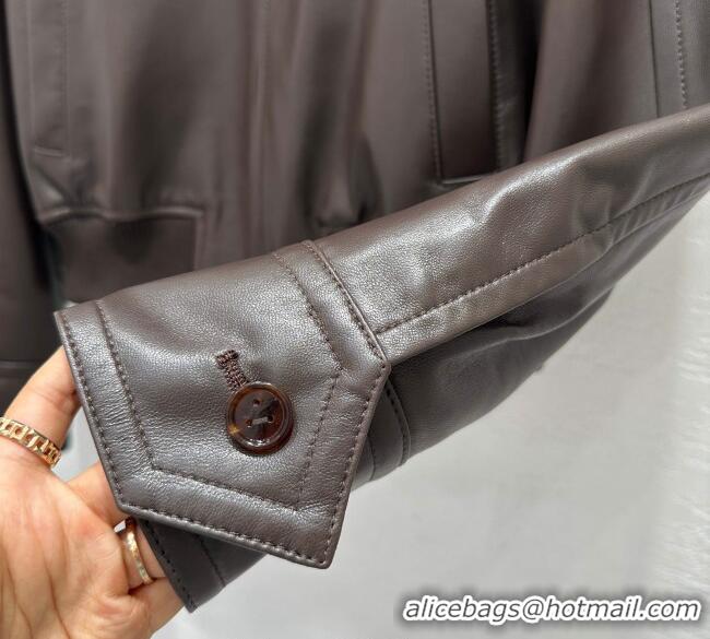 Chic Discount Bottega Veneta Lambskin Leather Jacket BV120263 Brown 2025