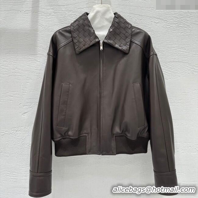 Chic Discount Bottega Veneta Lambskin Leather Jacket BV120263 Brown 2025