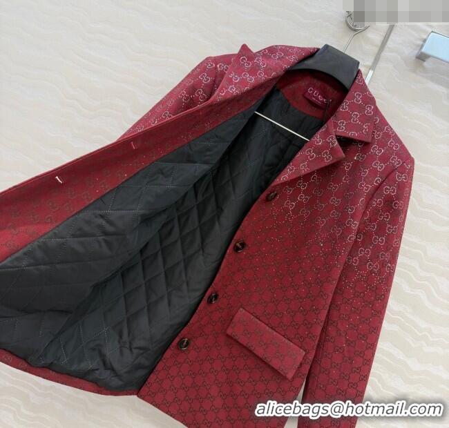 Luxury Discount Gucci GG Strass Jacket GG120237 Red 2025