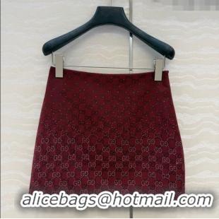 Best Price Gucci GG Strass Mini Skirt GG120237 Red 2025