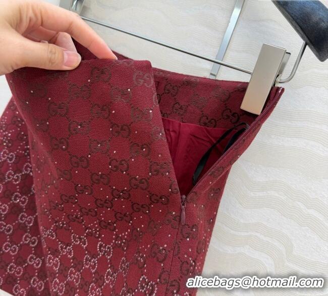 Best Price Gucci GG Strass Mini Skirt GG120237 Red 2025
