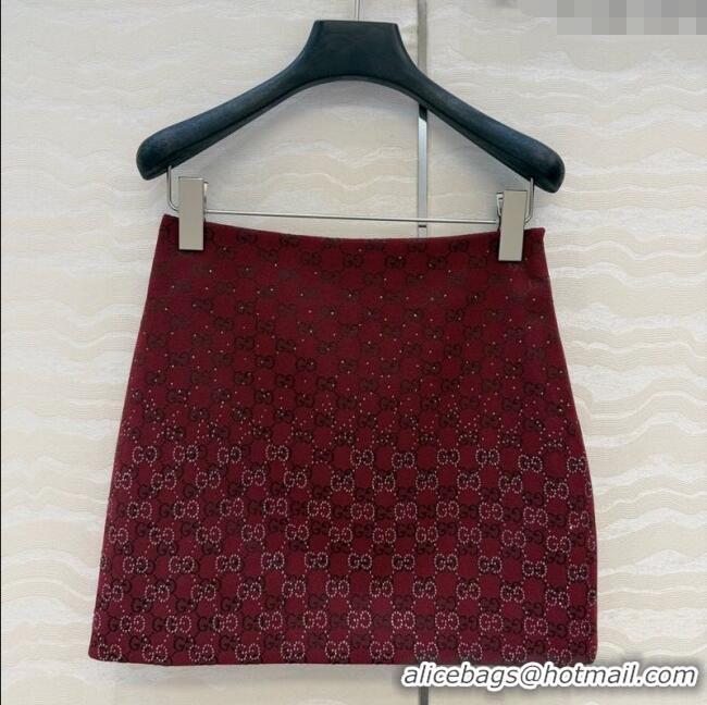 Best Price Gucci GG Strass Mini Skirt GG120237 Red 2025