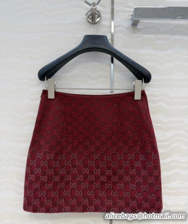 Best Price Gucci GG Strass Mini Skirt GG120237 Red 2025