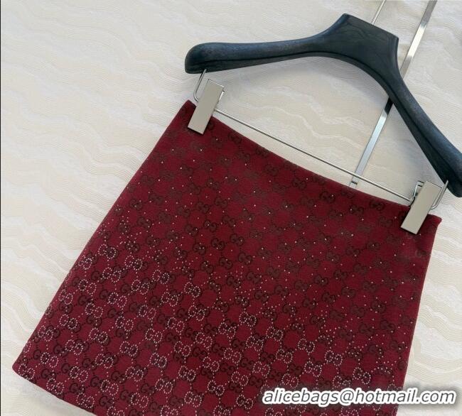 Best Price Gucci GG Strass Mini Skirt GG120237 Red 2025