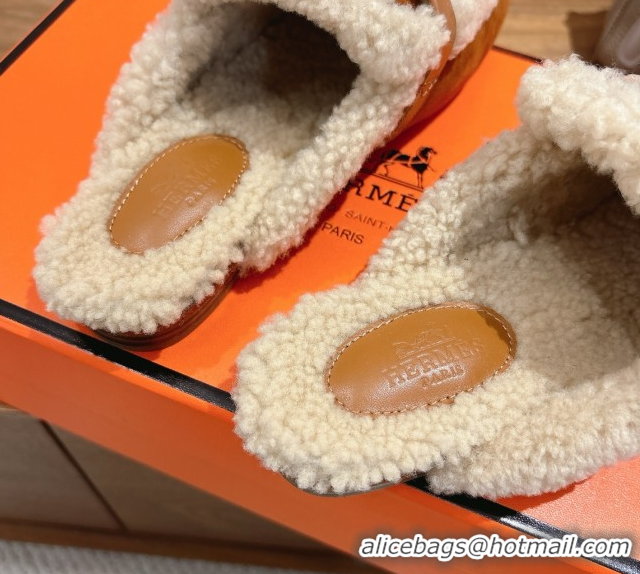 Purchase Hermes Oz Flat Loafers in Suede and Shearling with Kelly Buckle Camel Brown 1023013