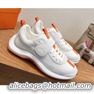 Durable Hermes Loop Sneakers in Suede and Knit Mesh with Strap White3 1023025