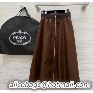 Buy Discount Prada Nylon Skirt PR120101 Brown 2025