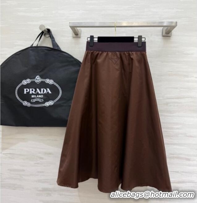 Buy Discount Prada Nylon Skirt PR120101 Brown 2025