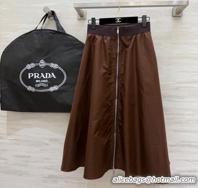 Buy Discount Prada Nylon Skirt PR120101 Brown 2025