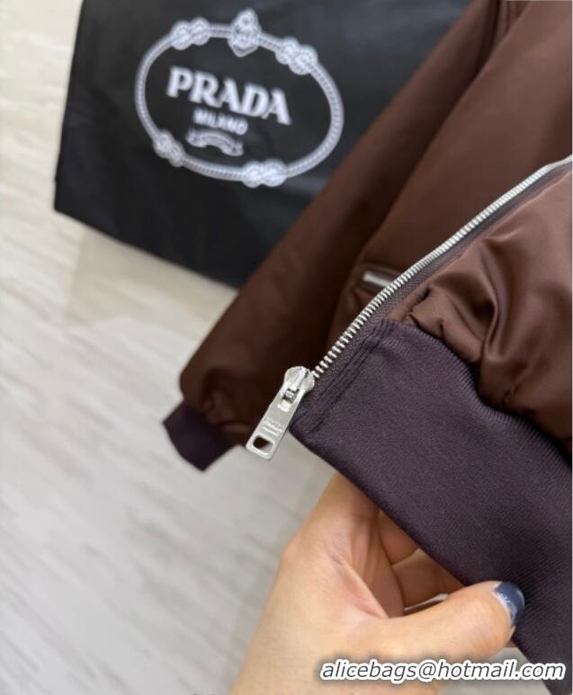 New Fashion Prada Nylon Short Jacket PR120102 Brown 2025