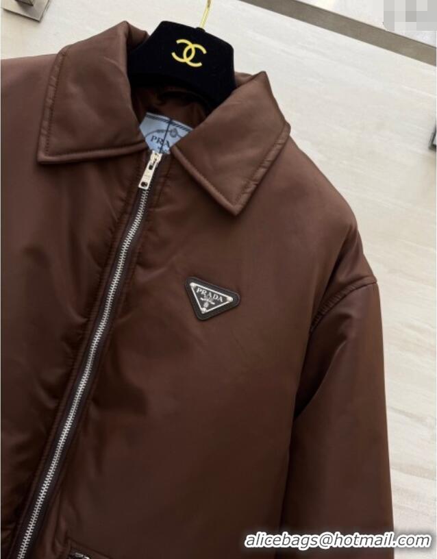 New Fashion Prada Nylon Short Jacket PR120102 Brown 2025
