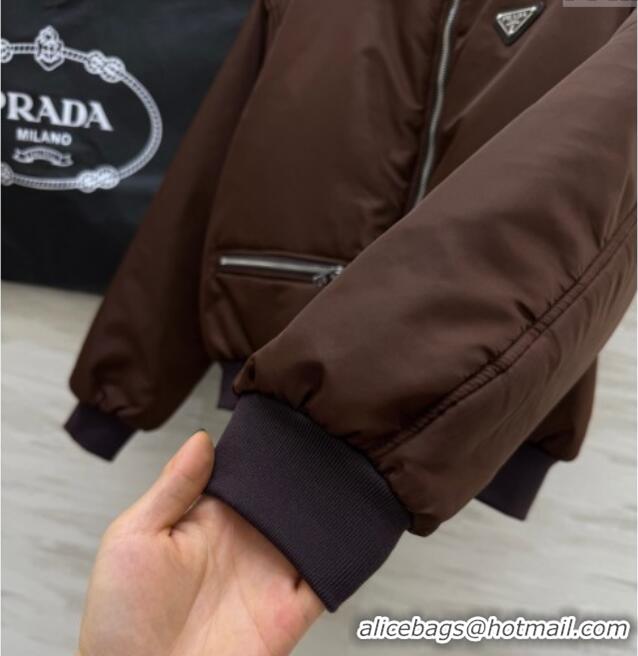 New Fashion Prada Nylon Short Jacket PR120102 Brown 2025