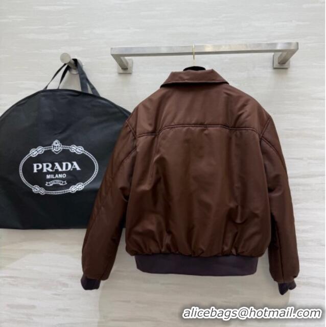 New Fashion Prada Nylon Short Jacket PR120102 Brown 2025