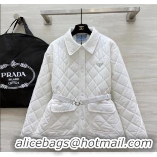 Top Grade Prada Quilted Cotton Jacket PR120103 White 2025
