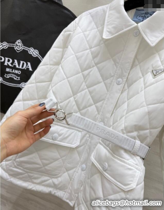 Top Grade Prada Quilted Cotton Jacket PR120103 White 2025