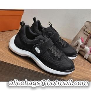 Shop Duplicate Hermes Loop Sneakers in Suede and Knit Mesh with Strap Black6 1023028