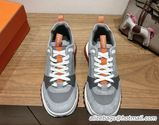 Grade Quality Hermes Leader Sneakers in Suede and Mesh Dark Grey 1023030